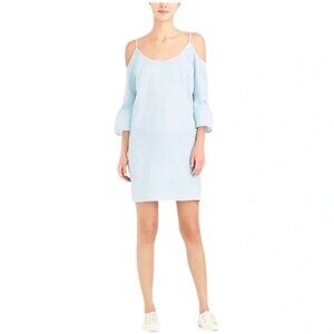 J.Crew Mercantile Light Blue Cold Shoulder Cotton Dress With Bell Sleeves